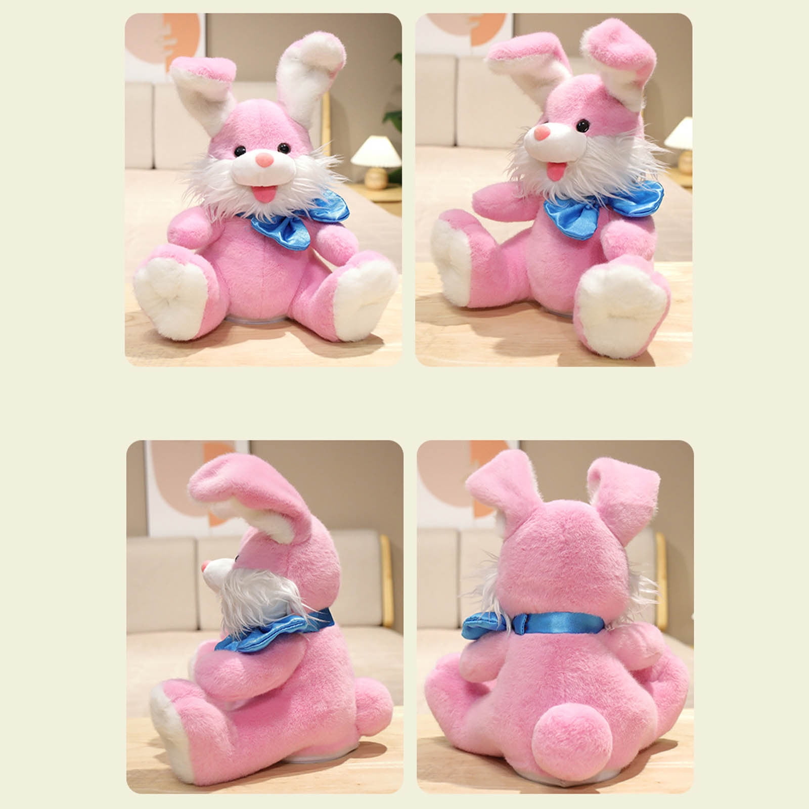 KIHOUT Music Easter Bunny Rabbit Stuffed Waving Singing Interactive Electric Plush Toy Soft with Floppy Ears for Girls Boys Kids Birthday Gifts