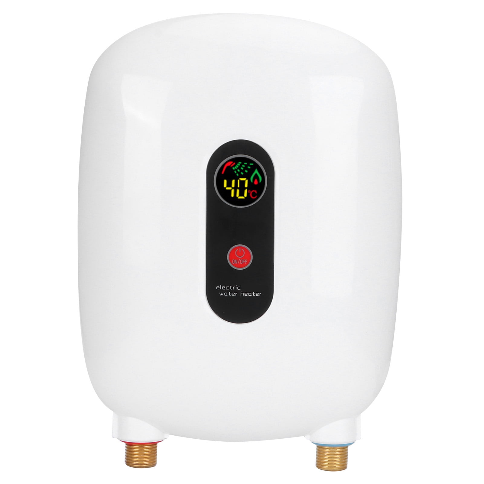 Riousery Mini Tankless Hot Water Heater Electric Fixed Frequency Appliance for Bathroom Shower Kitchen Fast Heating 3000W 110V US Plug Stainless Steel White Compact Design 11.4 inches / 29 cm