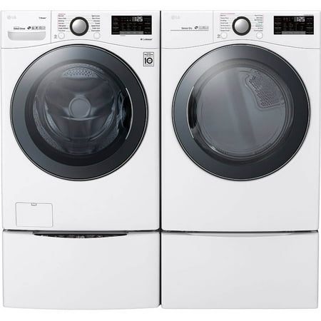 LG - 4.5 Cu. Ft. High Efficiency Stackable Smart Front-Load Washer with Steam and TurboWash 360 Technology - White