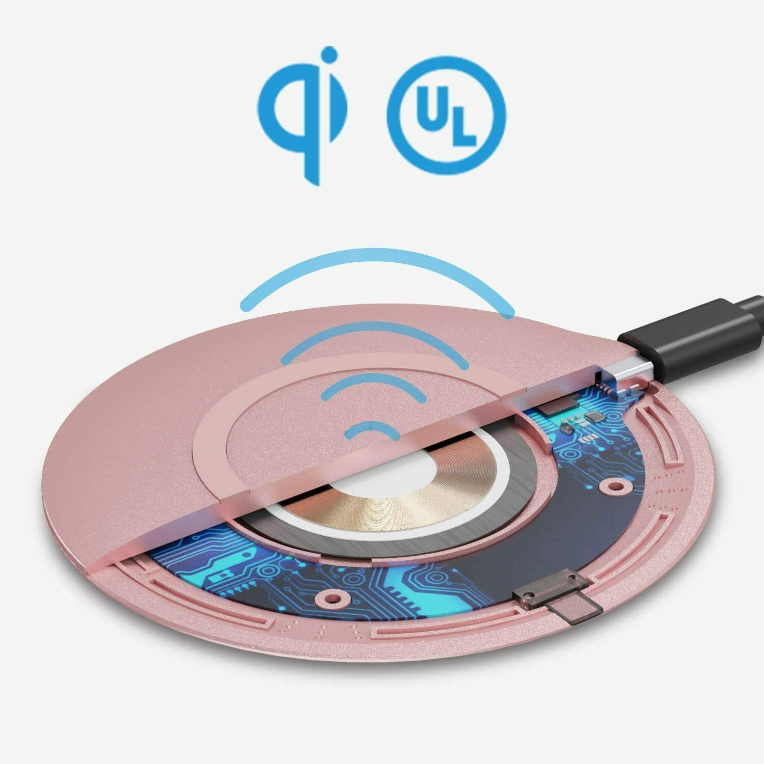 15W Wireless Charger Compatible With iPhone 16e/17e - Fast Pink Charging Pad Slim Quick Charge