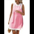 thumbnail image 2 of Conjuntos de 2 Piezas para Mujer: Jersey Informal de Cuello Redondo Sin Mangas con Bloques de Color y Pantalones Cortos A Juego con Bolsillos Rosa 4XL, 2 of 10