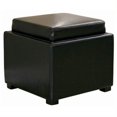 thumbnail image 1 of Bowery Hill Square Leather Storage Ottoman in Black, 1 of 1