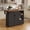 black, variant on Spacious Rolling Kitchen Island Cart – 48'' Butcher Block Wood Top, Drop Leaf, Drawer, Open Shelf, Spice Rack, Lockable Wheels – Mobile Storage Table for Dining Room and Kitchen, White