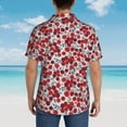 thumbnail image 4 of Honeii Red Hawthorn Print Men’s Hawaiian Shirt,Classic Button-Down Short Sleeve Shirt, for Beach, Vacation, and Outdoor Activities,Medium, 4 of 7