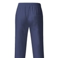 thumbnail image 1 of MAWCLOS Mens Trousers Drawstring Pants Solid Color Bottoms Fitted Home Elastic Waist Loungewear Navy Blue M, 1 of 3