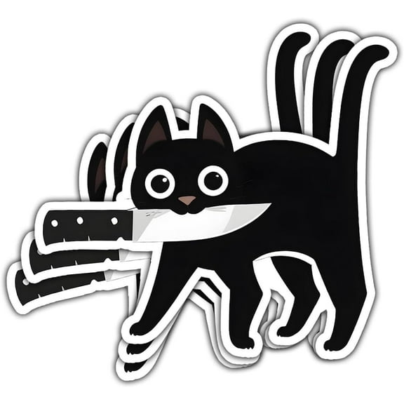 Halloween Black Cat Stickers with Knife, Cat Car Stickers and Decals, Catnap Stickers - Stickers for Laptop Water Bottle Phone Car Window Helmet Vinyl Stickers 3 Inches (Cat & Knife 2) (3x3inch)