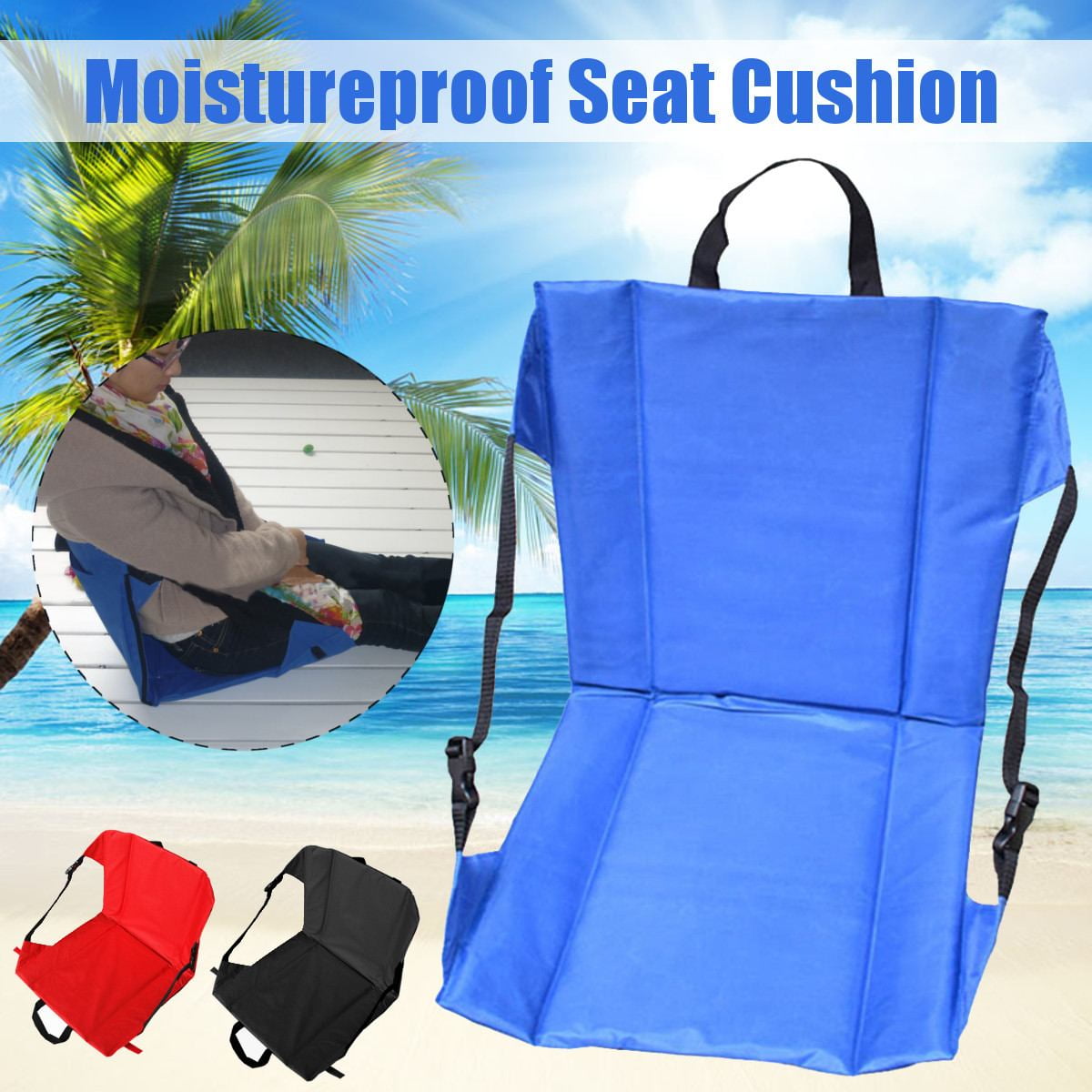 Stadium Seat Cushion Portable Padded Stadium Seat Cushion Bleacher Chair Camping Picnic Beach Cushion Outdoor Sit Mat Lightweight with Back Support 