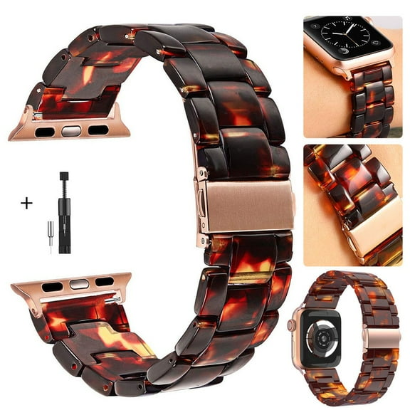 Compatible with Apple Watch Band 44mm 41mm 40mm 45mm 38mm 42mm Light Resin Strap Bracelet with Stainless Steel Buckle Replacement for iWatch Series 5 4 3 SE 6 7 2 1