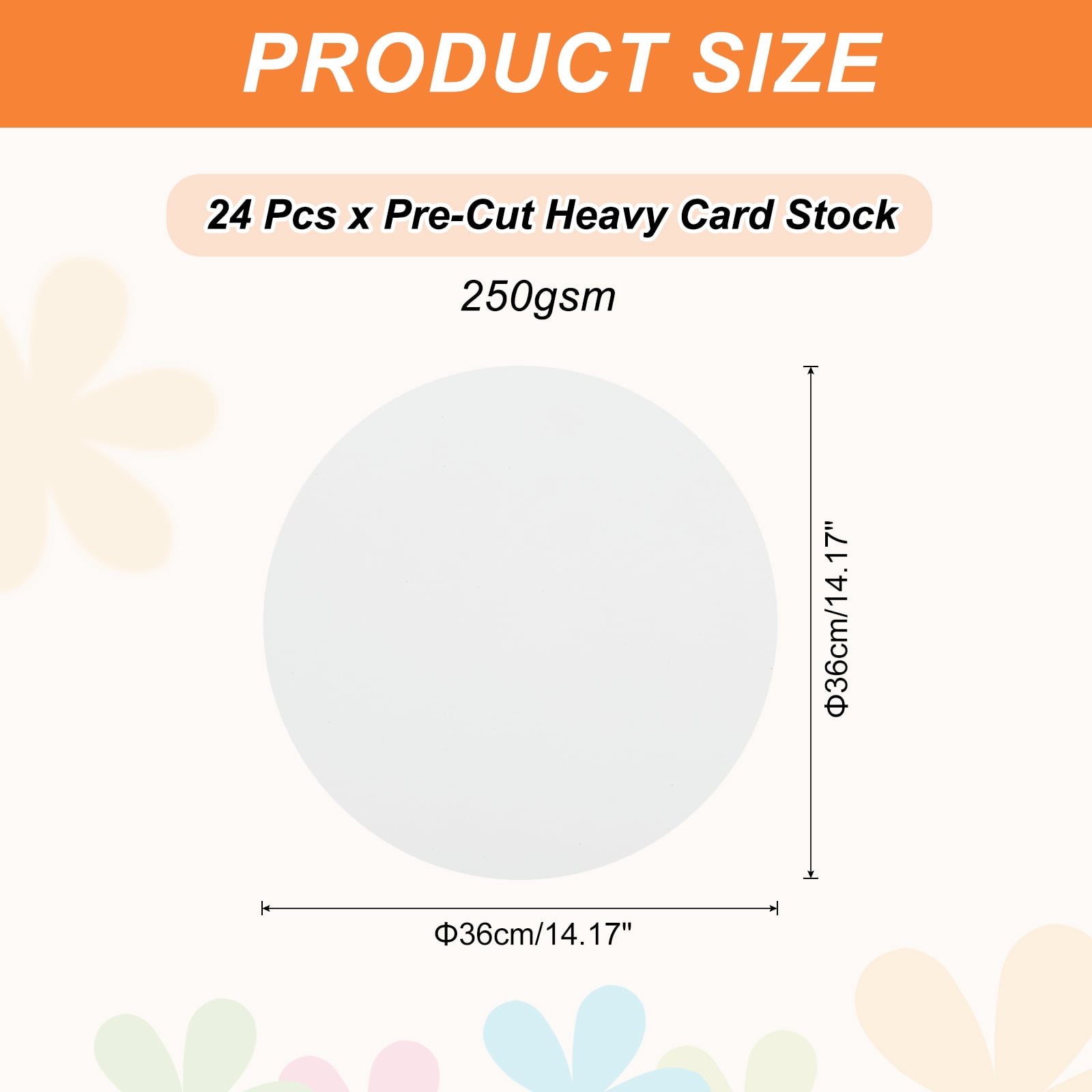 24 Pcs Circle Card Stock, 14.2 Inch Cardstock Paper Circles for Craft, White
