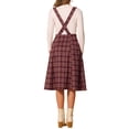thumbnail image 3 of Falda de tirantes de tartán para mujer Inspire Chic, vintage, de cintura alta, estilo A-line, midi, color rosa, 3 of 6