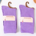 thumbnail image 5 of Autumn And Winter Pure Candy Color Ladies Pile Socks Light Purple, 5 of 5