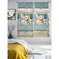 thumbnail image 3 of Teal Blue Brown Beach Coastal Sheer Curtains 72 Inch Length 2 Panels Set Window Treatments, Nautical Shell Starfish Coral Summer Rod Pocket Semi Curtains for Living Room/Bedroom/Kitchen, 104"W x 72"L, 3 of 7
