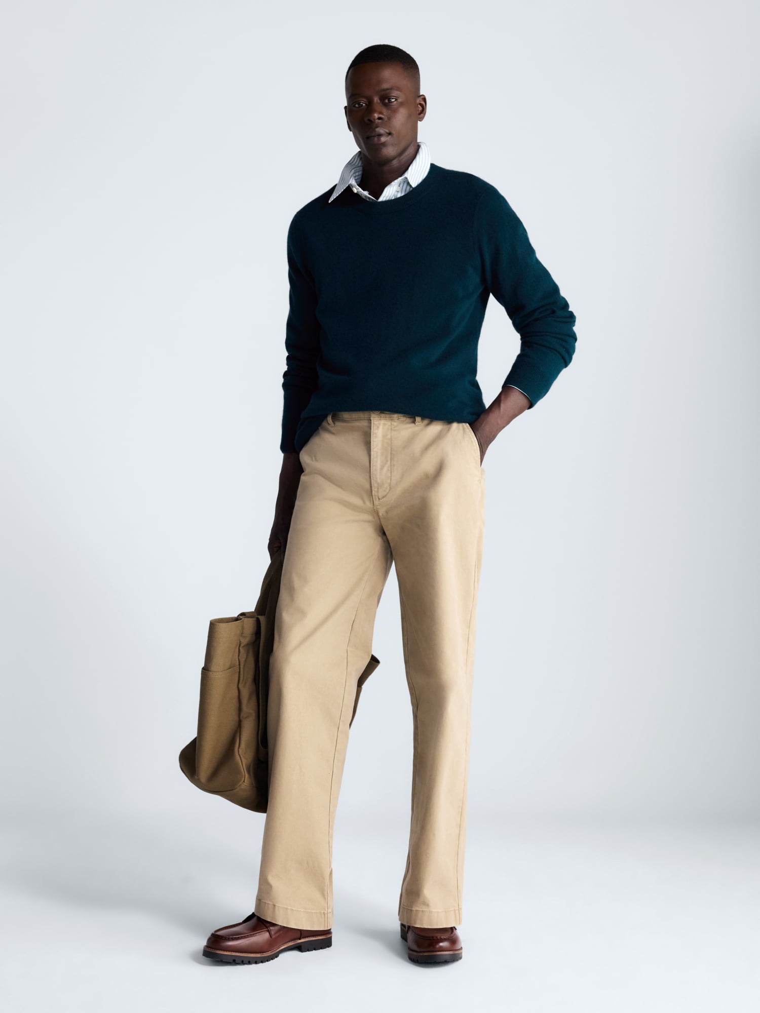 Free Assembly Men’s Cashmere Crewneck Sweater with Long Sleeves, Midweight, Sizes XS-2XL