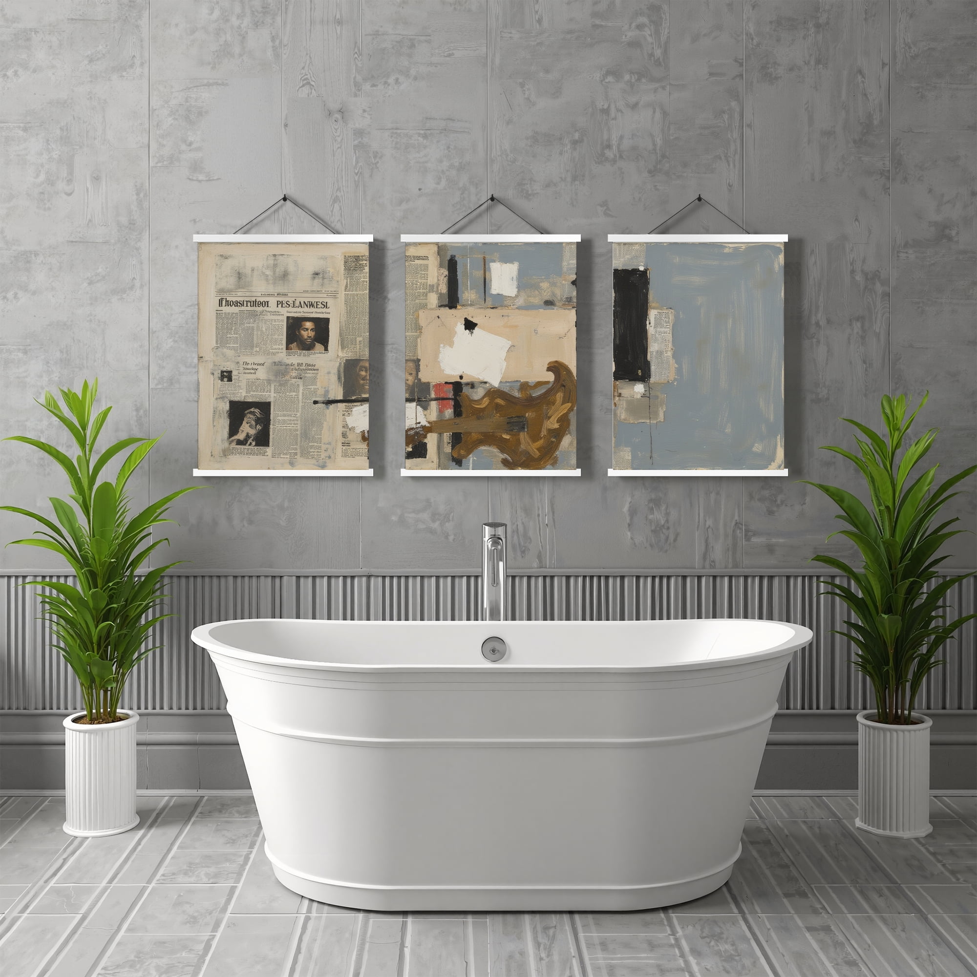 MAYEERTY Modern Abstract Wall Art Painting, Living Room Decor, White Hanging Rod Frame, 15.7"x11.8"