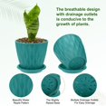 thumbnail image 4 of Uxcell 3-Set Pequeñas Macetas de Vivero, Macetas de Plástico de 4 pulgadas con Patrón de Ondas de Agua y Orificios de Drenaje y Platillos [Azul Profundo], 4 of 6