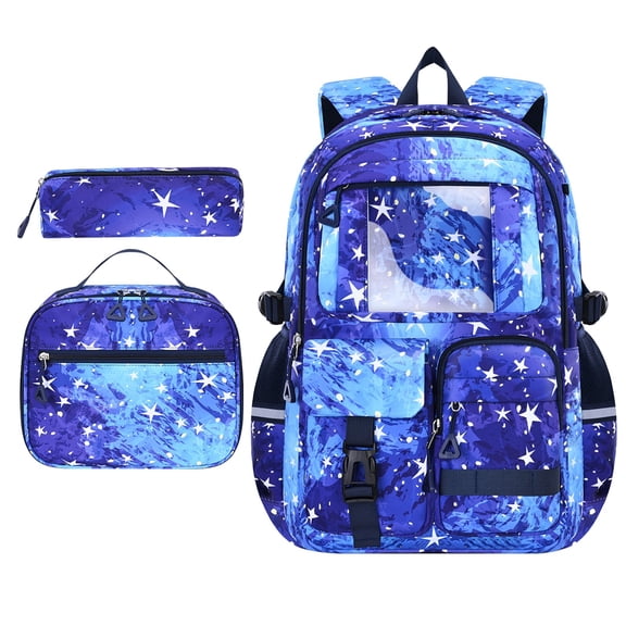 3-Piece Backpack Set for Teens, Lightweight Casual Daypack, Blue, 46x31 cm