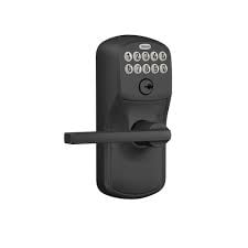 Schlage Schlage Electronic Door Lever for Latitude Matte Black Keypad with Plymouth Trim