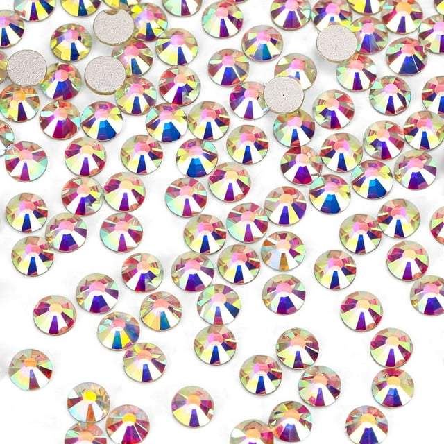 3000 piezas de diamantes de imitación de cristal Ab con parte trasera plana, mini piedras preciosas para uñas, cara, maquillaje, manualidades, decoración de ropa (SS8 0.094 in, cristal Ab)