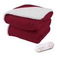 thumbnail image 1 of CozyWarm Couverture Chauffante Électrique avec Sherpa Naturel en Rouge Brique, 1 of 3
