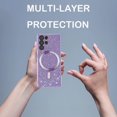 thumbnail image 4 of for Samsung Galaxy S23 Ultra Glitter Case with Camera Lens Protector, [Compatible with Magsafe] Slim TPU Clear Magnetic Case Cute Cover for Samsung Galaxy S23 Ultra CZ Purple, 4 of 14