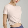 thumbnail image 6 of UYISJ Crop Tops for Women Short Sleeve Crew Neck Shirts Twist Front Workout Yoga Tops T Shirts, 6 of 7