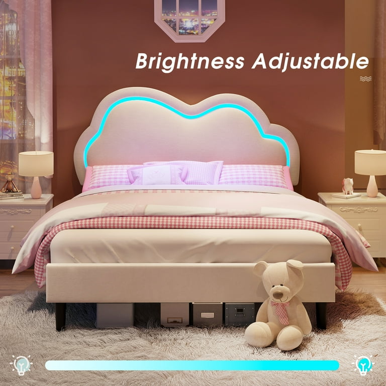 Jocisland Twin Bed Frame, Aesthetic LED Light, Adjustable Cloud Headboard, Cream, Single - Walmart.com Jocisland Twin Bed Frame, Aesthetic LED Light, Adjustable Cloud Headboard, Cream, Single - Walmart.com