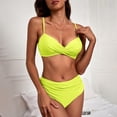 thumbnail image 6 of MGDXOX Women's High Waisted Bikini Sets Twist Front Push Up Swimsuits 2 Piece Spaghetti Straps Bathing Suits Swimwear Yellow S, 6 of 7