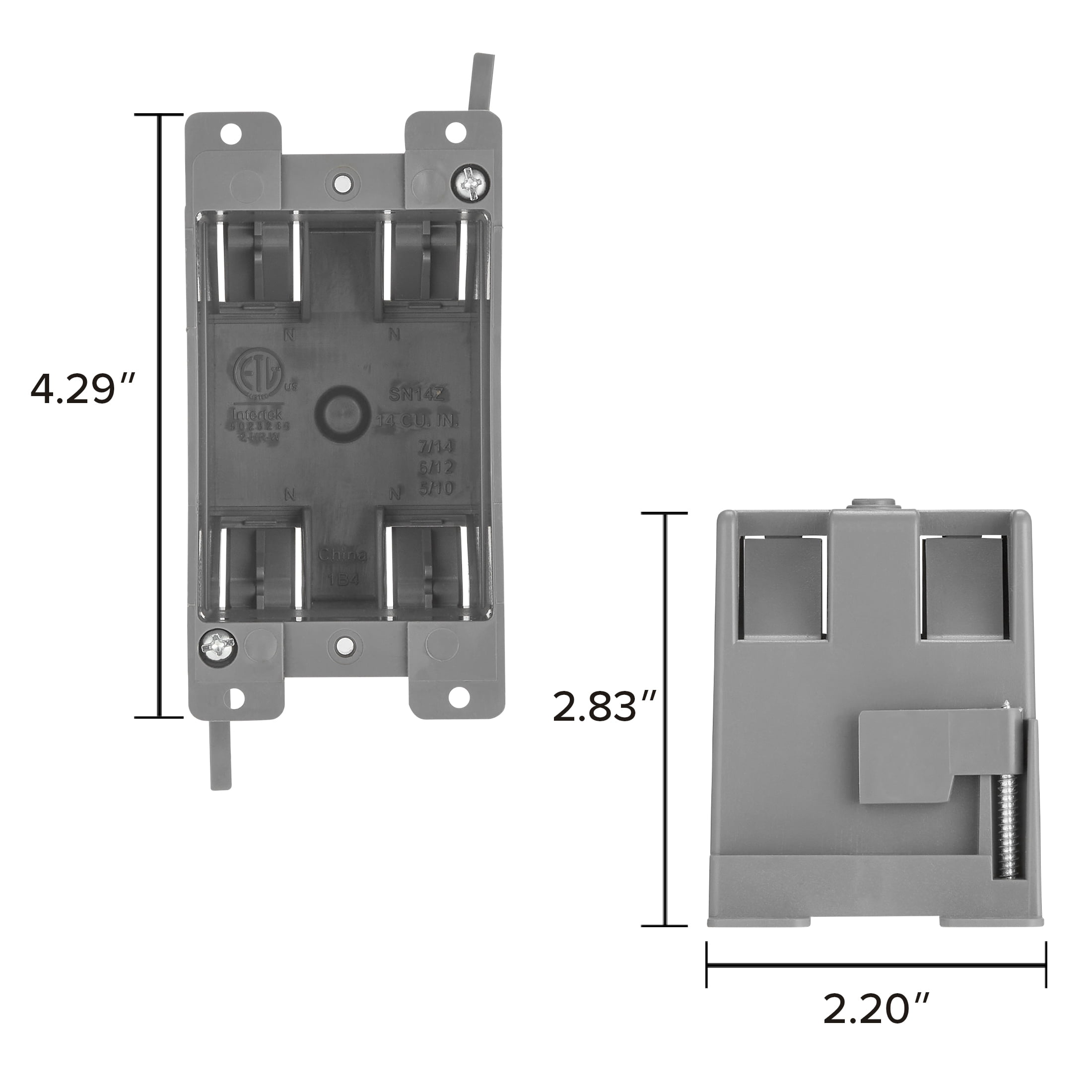 Maxxima 1 Gang 14 cu. in. PVC Old Construction Electrical Switch and Outlet Junction Box, ETL Listed, Gray (10 Pack)