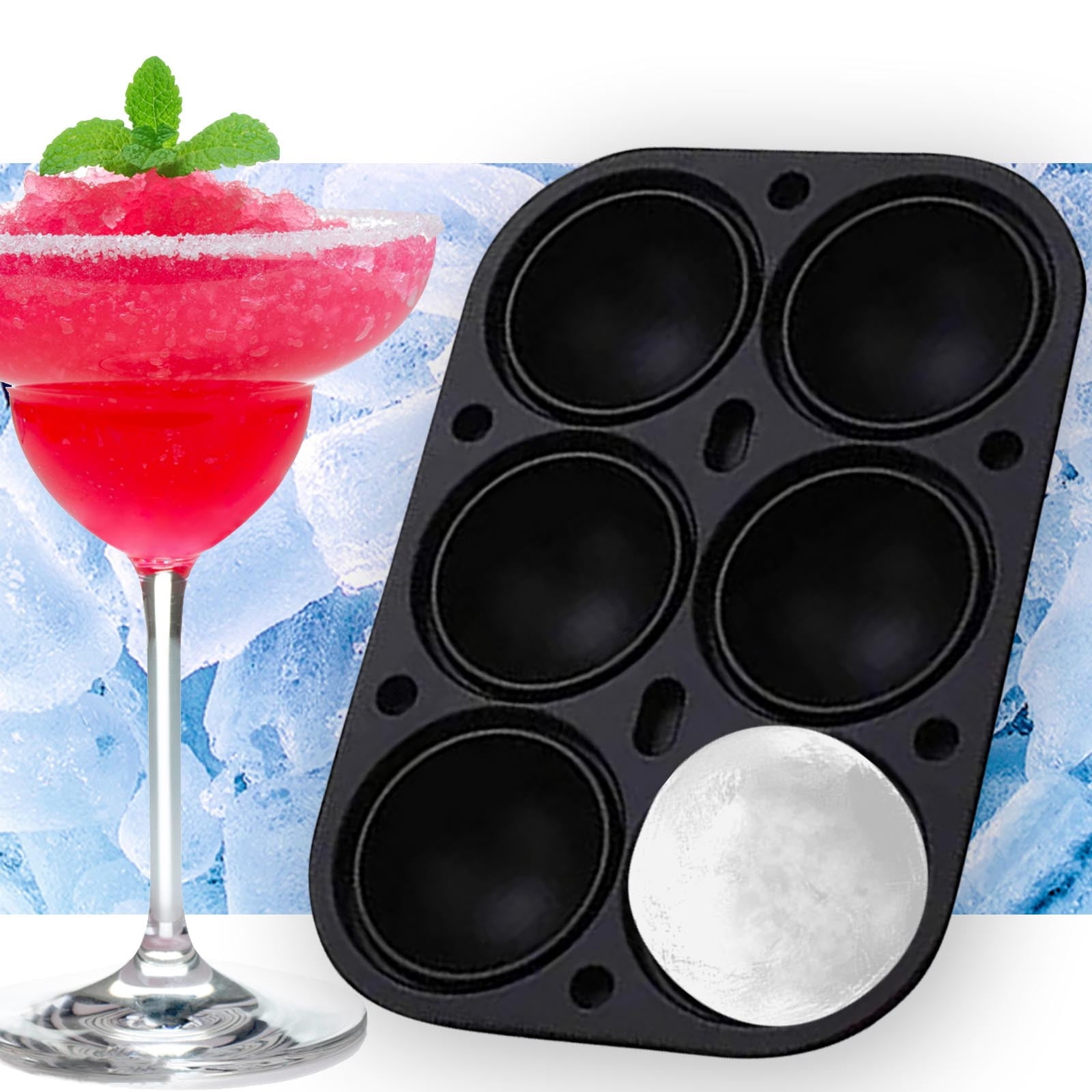 Fufafayo Ice Hockey Ice Tray, 6-Cavity Silicone Ice Maker for Whiskey Cocktails, Spherical Ice Ball Maker for Freezer, Bar Accessory for Party, Kitchen or Home Bar, Fun Sports Design