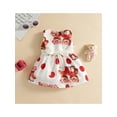 thumbnail image 2 of Valentines Days Summer Baby Girls Princess Dress Strap Sleeveless Cartoon Bear Printed A-Line Mini Sundress 0-3Y, 2 of 9