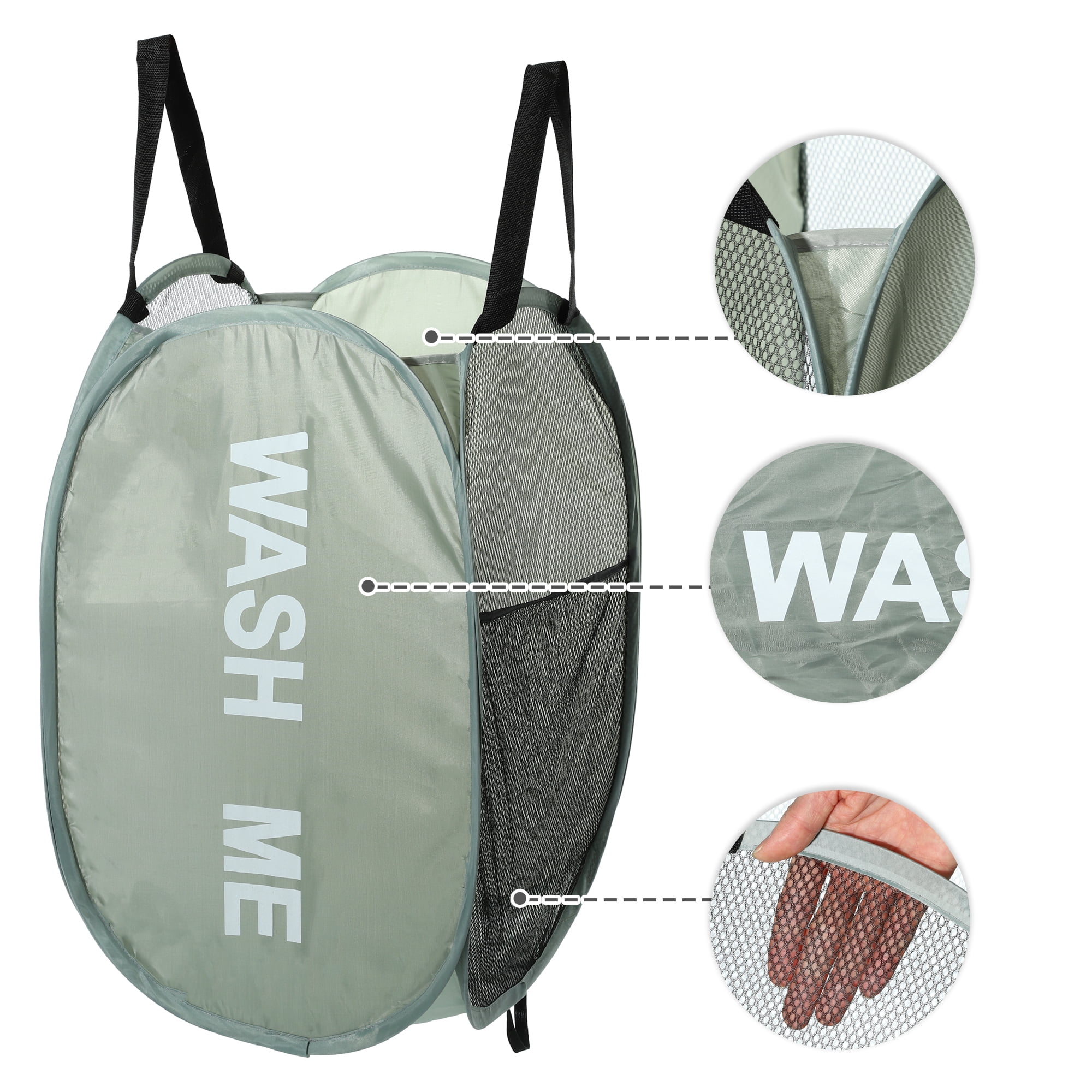 Unique Bargains Folding Laundry Basket Durable Hamper for Bathroom Green