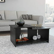 TUHOME Wema Collection Coffee Table, Cocktail Table with Two Level Surfaces Plus Open Storage Shelfs for Tall Decorations, Modern Design, Espresso Finish and Easy Assembly.