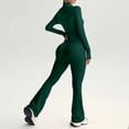 thumbnail image 4 of LIUJUNSHOP Women 2 Piece Outfits Tracksuit Set Long Sleeve Full Zipper Crop Jacket and Flare Pants Workout Set With Pockets Green L, 4 of 6