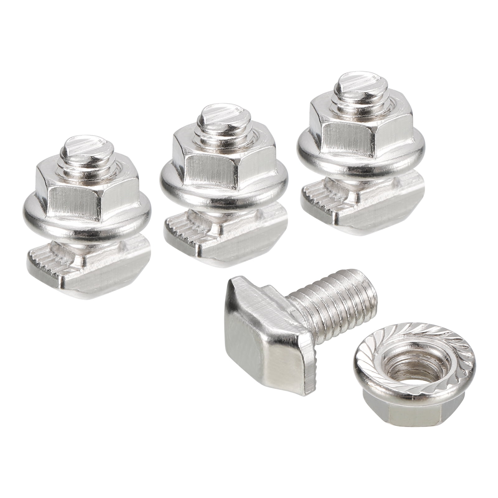 M5x10mm T Slot Drop in Bolt and M5 Hexagon Flange Nut Set 10 Sets T