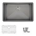 thumbnail image 1 of Stylish Undermount 30" Graphite Black Single Bowl Kitchen Sink with Grid & Strainer S-711XN, 1 of 15