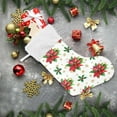 thumbnail image 6 of Poinsettia Flowers Christmas Stockings Plant Christmas Presonalized Large Stocking Sock, Set of 1 Xmas Party Winter Decor Candy Bag Family Holiday Gift, 17.7 Inch, 6 of 7
