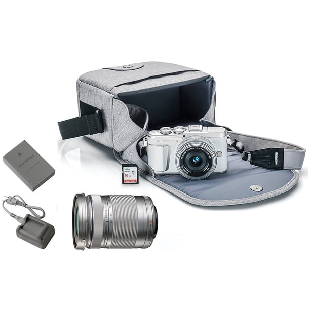Olympus Pen E Pl9 Mirrorless Micro Four Thirds Digital Camera White M Zuiko Digital Ed 14 42mm F 3 5 5 6 Ez Lens Silver M Zuiko Digital Ed 40 150mm F 4 0 5 6 R Lens Silver Walmart Com Walmart Com