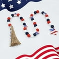 thumbnail image 5 of Wood Bead Garland with American Flag and Rustic Tassels, Farmhouse Wall Hanging Prayer Beads Patriotic American Independence Day 4th of July Ornaments for Home Decor, 5 of 6