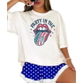 thumbnail image 2 of Party in the USA Shirt for Women & Teens Patriotic Retro Rock and Roll Tongue Graphic Tee Ivory Shirt Adult X-Large, 2 of 4