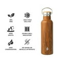 thumbnail image 4 of Elemental Classic Insulated Water Bottle, Leak Proof Thermos Water Bottle with Bamboo Lid and Metal Ring, Reusable Insulated Stainless Steel Water Bottle, 25oz - Teak Wood, 4 of 9