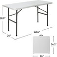 thumbnail image 3 of SONGMY4 ft Indoor Outdoor Heavy Duty Plastic Folding Table Portable Picnic Table Fold-in-Half Utility Table w/Handle and Steel Legs for Camping, Dining, Party, White, 3 of 18