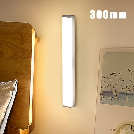 

Magnetic Mount Night Light Human Body Induction LED Lights Rechargeable Eye Protection Stepless Dimming White/Warm Color 300mm White Light Aluminum Color