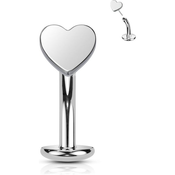 Minimalist heart G23 Solid Titanium Floating Belly Button Rings 14G Threadless Push in Belly Navel Rings for Women Short Belly Piercing Jewelry Surgical Steel