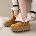 thumbnail image 4 of Miluxas Winter Snow Boots for Women Warm Fleece Lined Ankle Booties Wide Calf Side Zipper Round Toe Boots Faux Suede Platform Booties Comfortable Outdoor Non-Slip Walking Boot Brown 7(39), 4 of 9