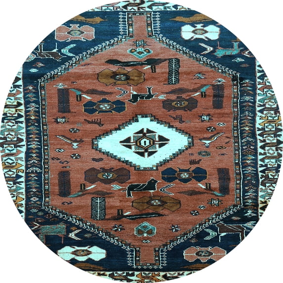 Ahgly Company Indoor Round Persian Light Blue Traditional Area Rugs, 5' Round