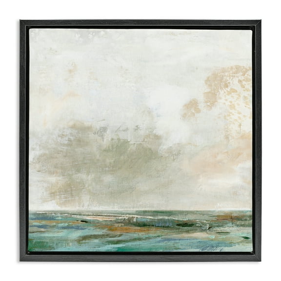 Stupell Industries Rustic Seascape Neutrals Abstract Painting Black Floater Framed Canvas Art Print Wall Art, 18 x 18