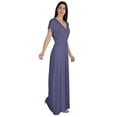 thumbnail image 3 of Inkmeso Robe Maxi en Jersey Style Portefeuille Taille Froncée Été Décontractée Classique Longue, 3 of 8