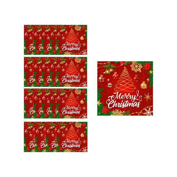 Cheapark Red Gold Green Christmas Party Tableware Set - Disposable 7/9in Paper Plates, Cups & Tissues, Themed for Festive Gatherings
