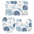 thumbnail image 2 of Summer Marine Life Bathroom Rugs Set Graffiti Coral Shell Conch Sea Blue Starfish Non Slip Absorbent Soft Bath Mats 3 Piece Set with Bathroom Rug, U-Shaped Floor Mat, Toilet Seat Cover Large Size, 2 of 9