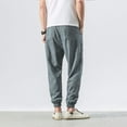 thumbnail image 6 of Handshe Men's Harem Pants Linen Cotton Breathable Cuffed Design Casual Trousers with Fashionable Style, 6 of 7